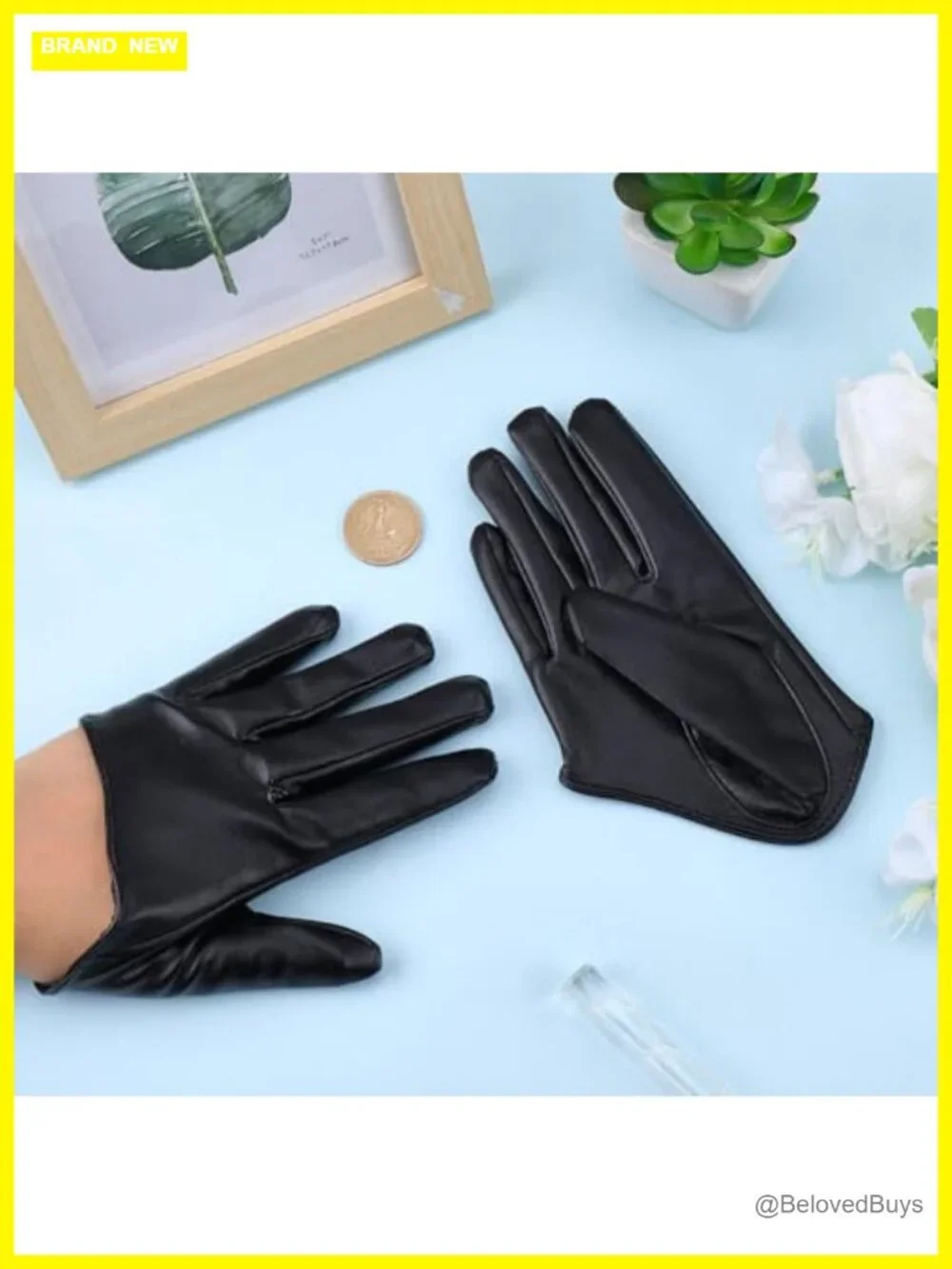 Faux Leather Extra Short Finger Gloves Half Palm PU Gloves Women's